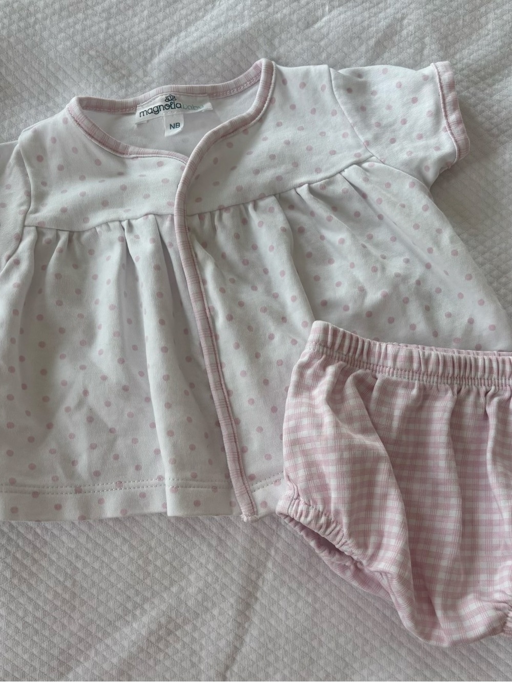 Magnolia Baby Pink Polka Dot Diaper Set NB